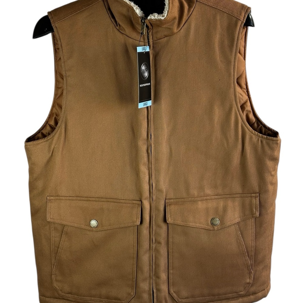 WP Heritage Brand Canvas Workwear Vest Harvest Tan, Sherpa Lined Sz L